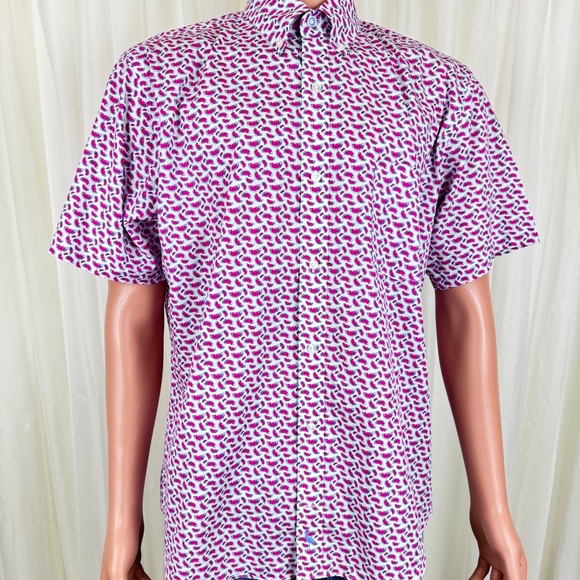 Men's TailorByrd Watermelon Print Short Sleeves Shirt Size Large - Picture 3 of 14